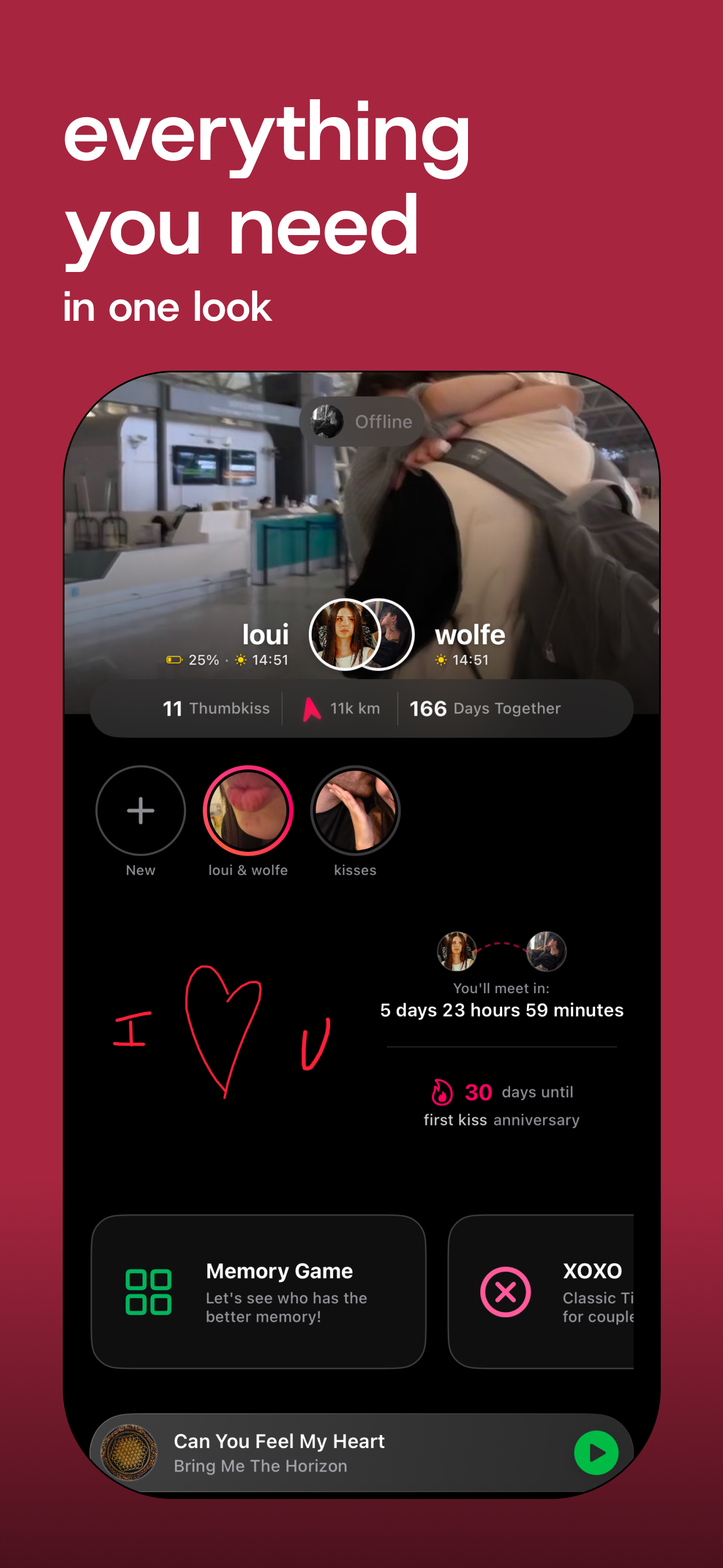 Thumbkiss long-distance touch app screenshot